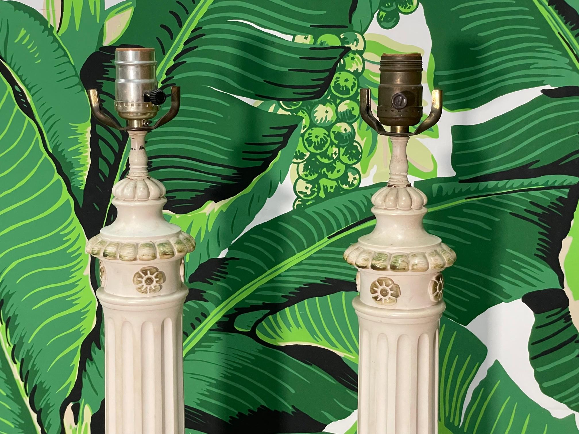 Vintage Neoclassical Column Table Lamps by Chapman In Good Condition For Sale In Jacksonville, FL