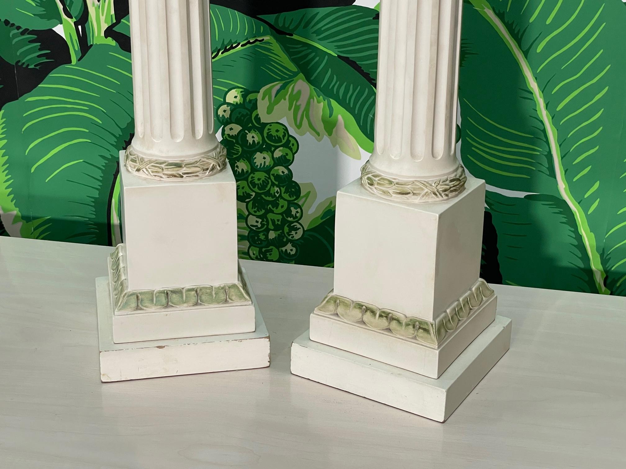 20th Century Vintage Neoclassical Column Table Lamps by Chapman For Sale