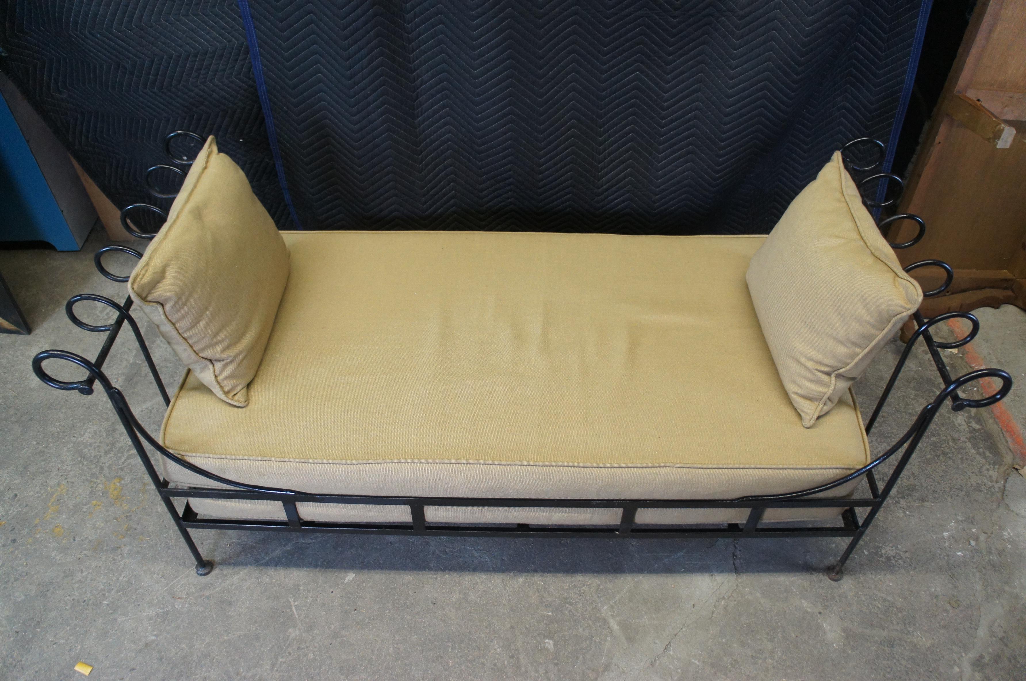 Vintage Neoclassical Directoire Style Scrolled Iron Outdoor Daybed Sofa 72