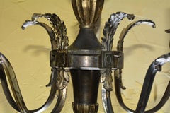 Vintage Neoclassical Five Arm Metal Chandelier