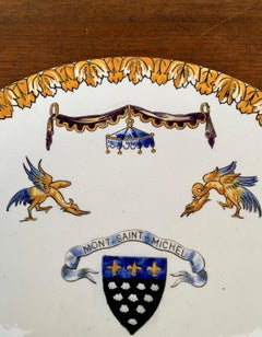 Vintage Neoclassical French Porcelain Mont Saint Michel Wall Plate