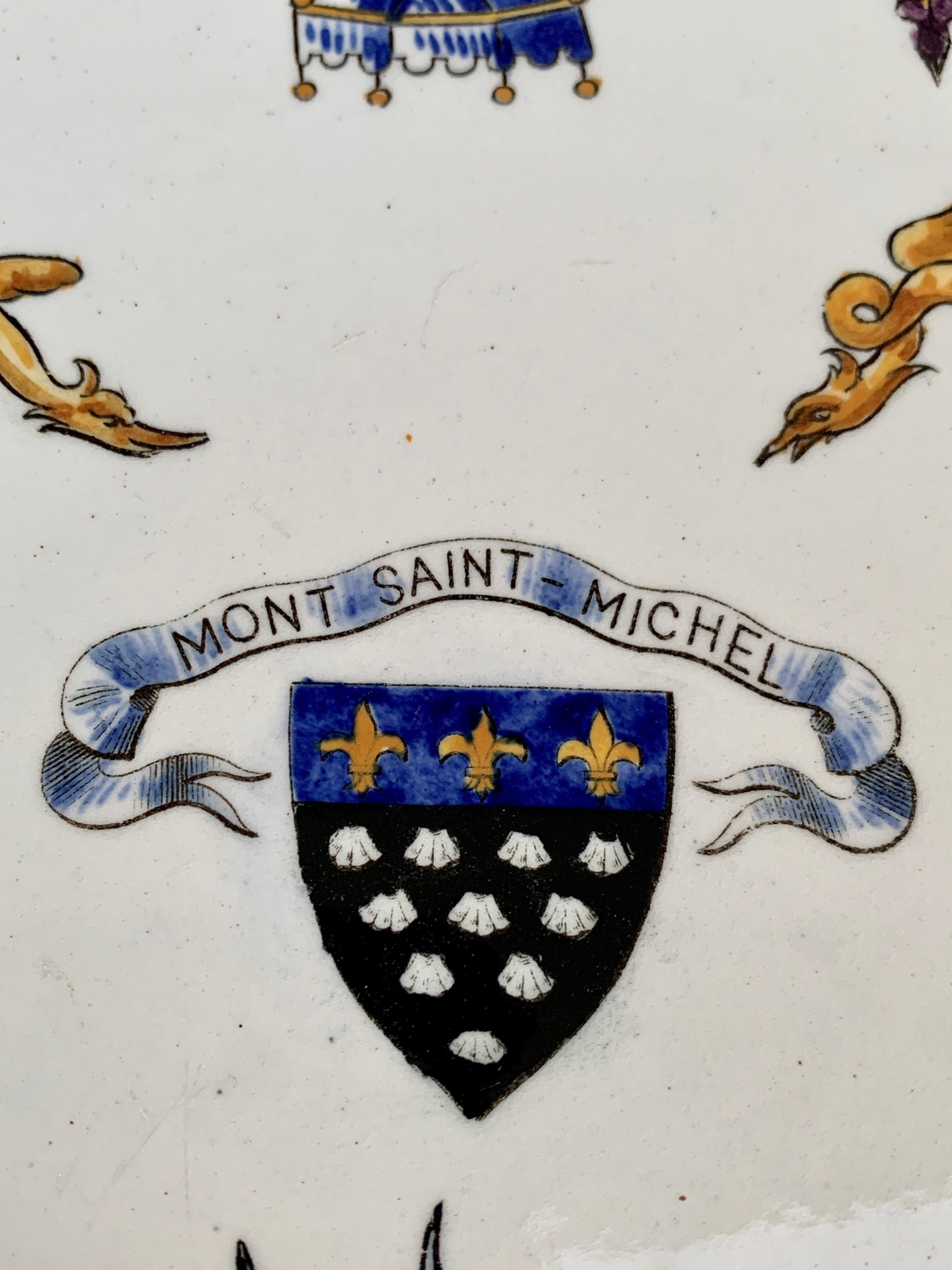 Vintage Neoclassical French Porcelain Mont Saint Michel Wall Plate For Sale 1