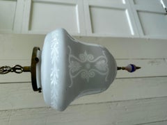 Vintage Neoclassical frosted snd etched glass acorn form pendant