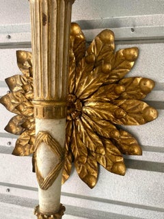 Vintage Neoclassical Gilt Flower Wall Lamp