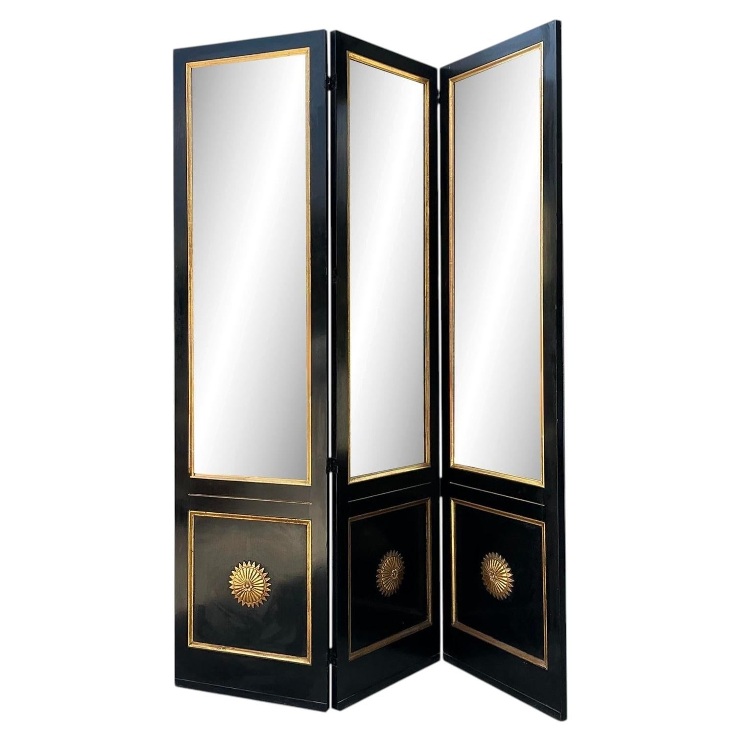 Vintage Neoclassical Gilt Tipped Folding Screen