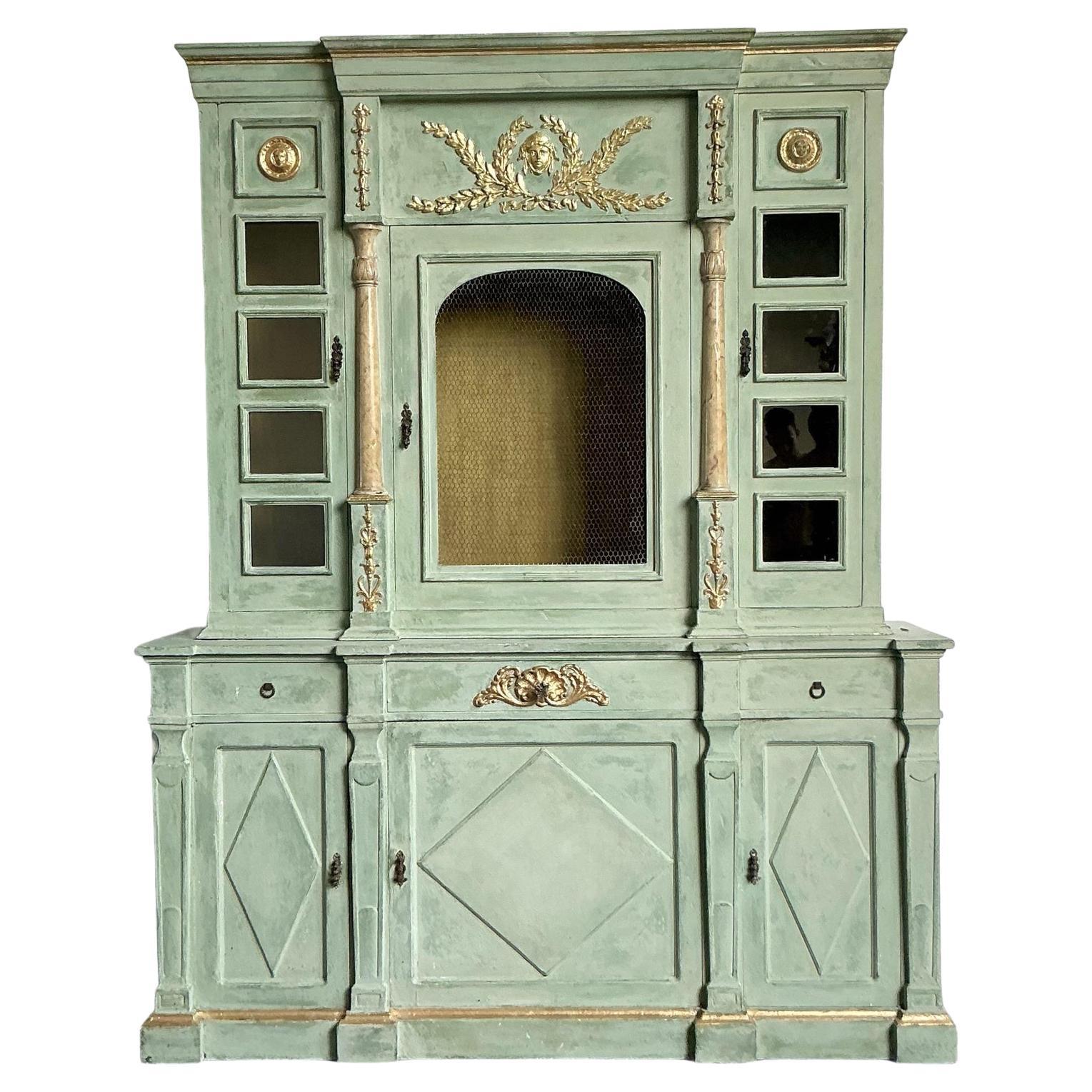 Vintage Neoclassical Gilt Tipped Wire Cabinet