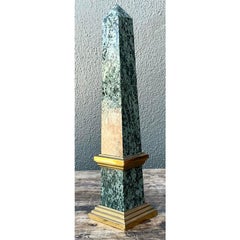 Vintage Neoclassical Green Marble Obelisk