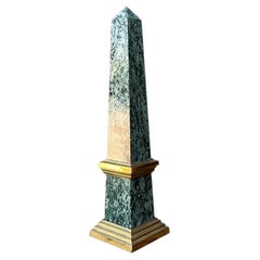 Vintage Neoclassical Green Marble Obelisk