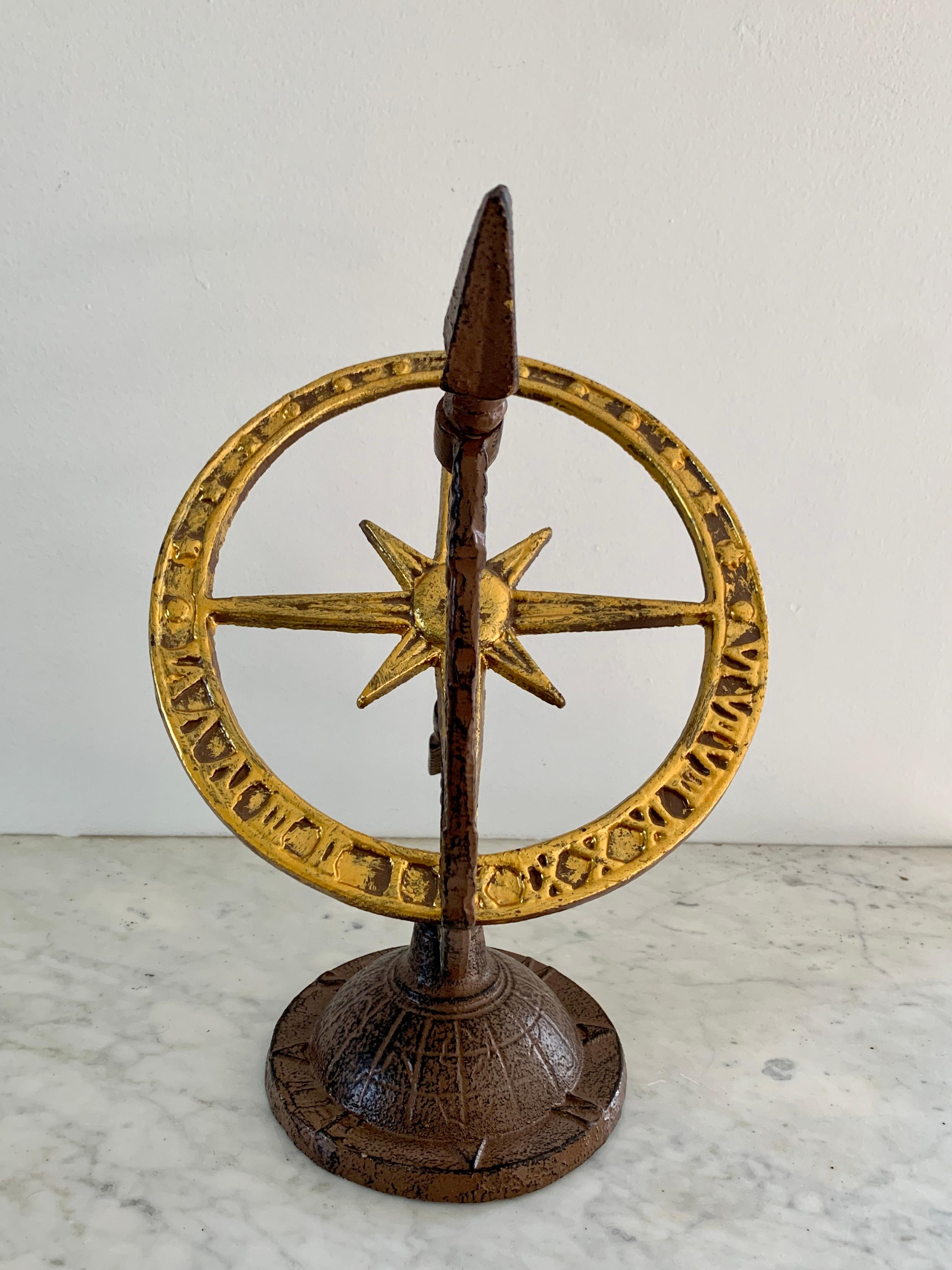 A stunning vintage iron garden armillary sundial 

USA, Late 20th century

Measures: 14