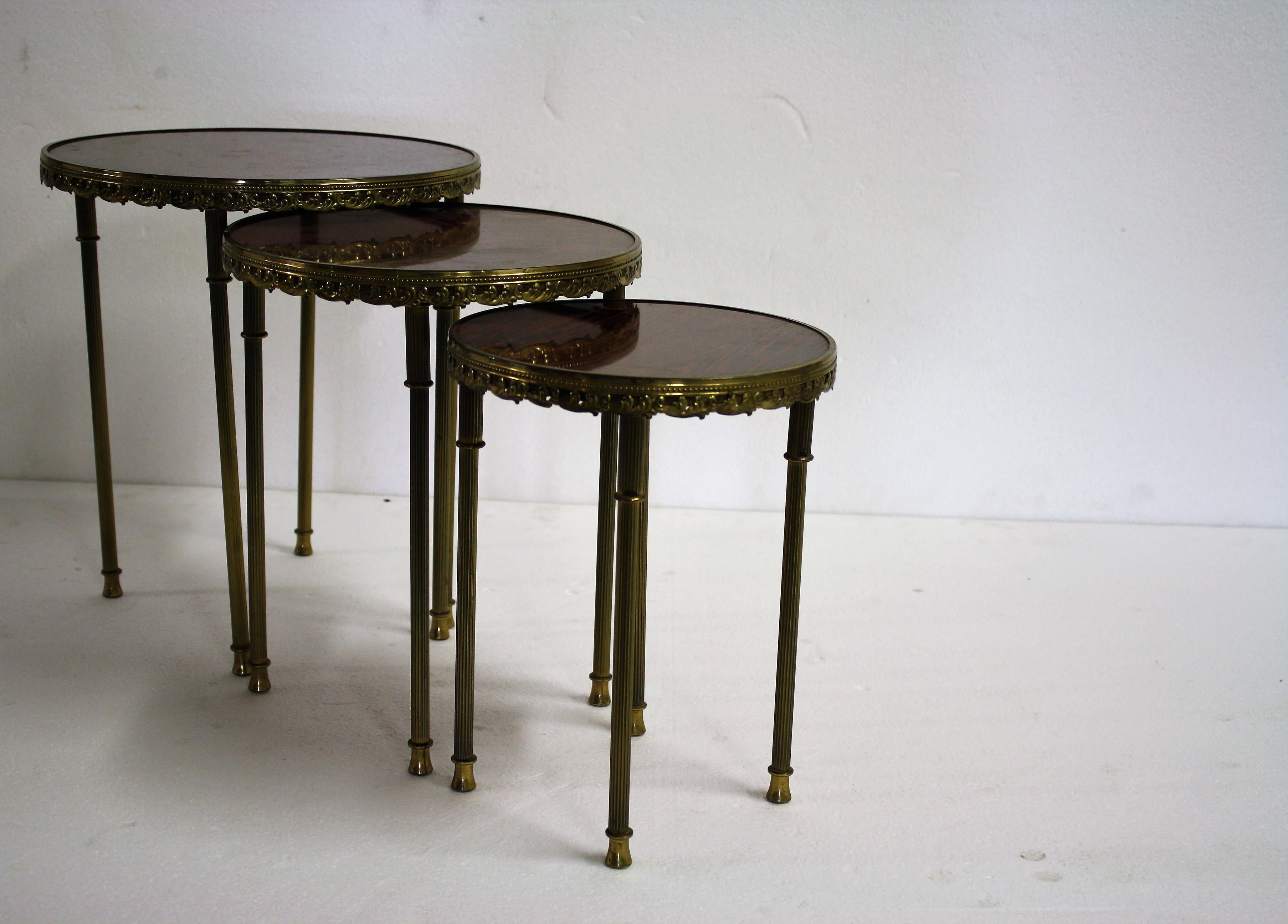 Brass Vintage Neoclassical Italian Side Tables, 1960s