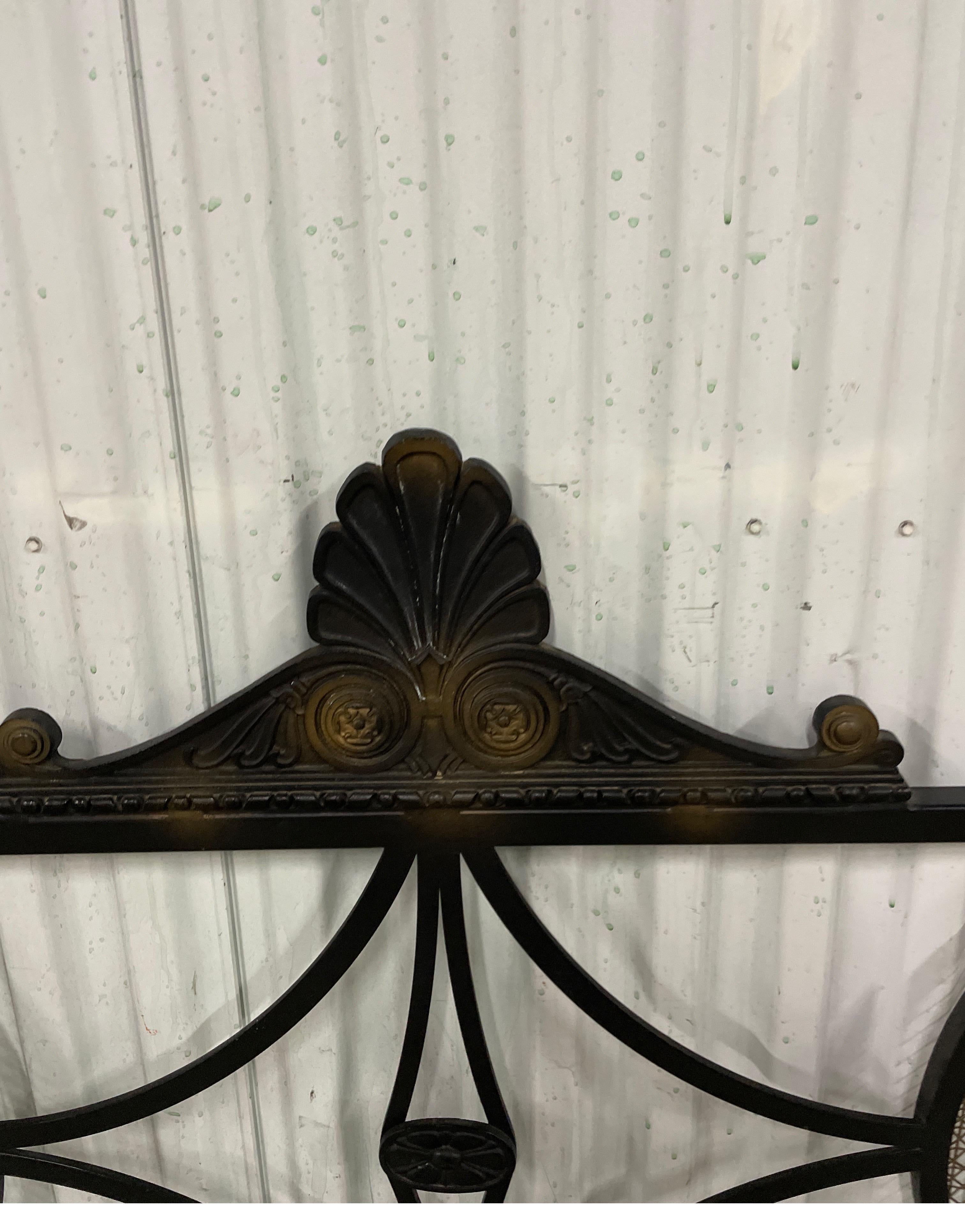 Vintage Neoclassical King Size Wrought Iron Headboard For Sale 4