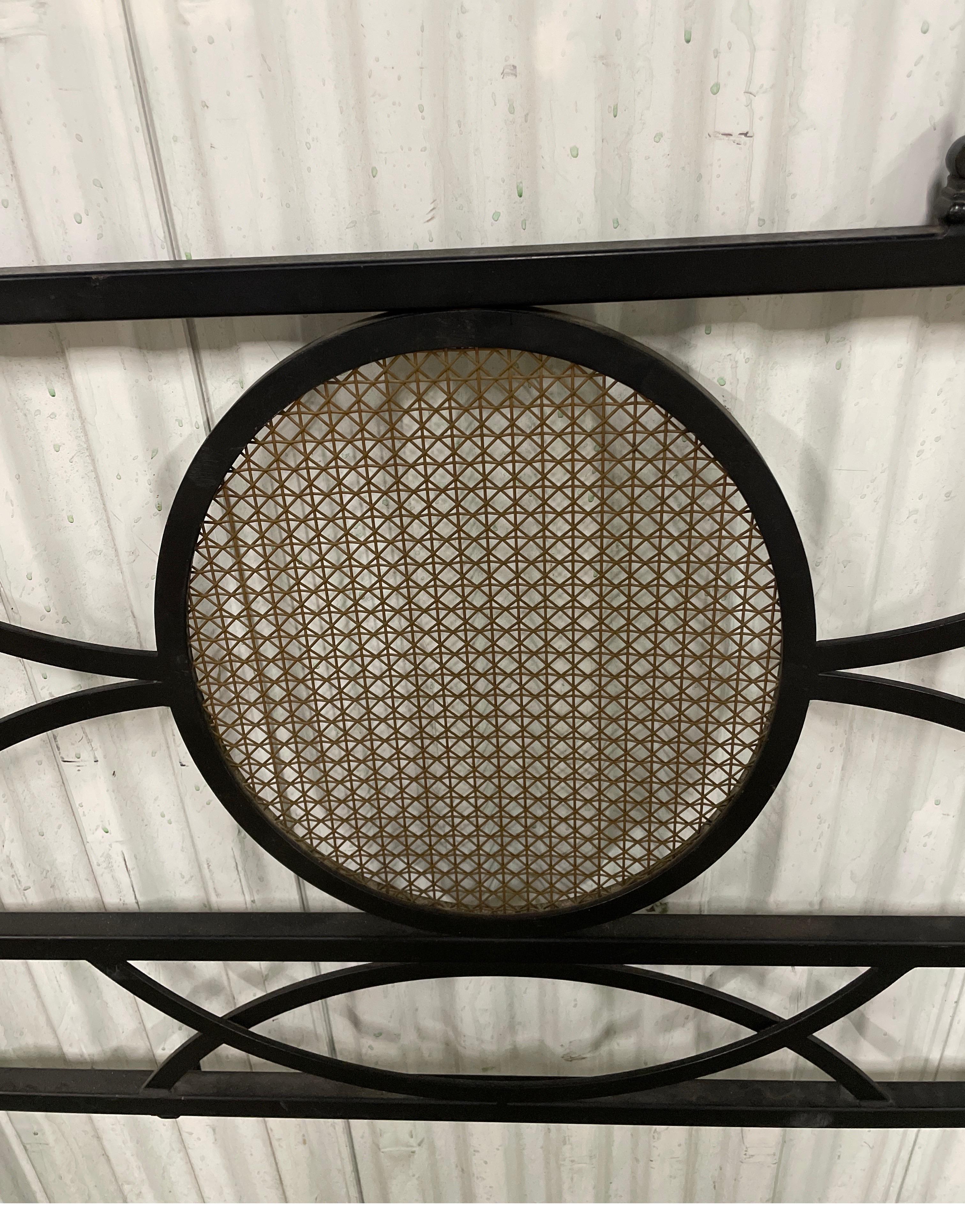 Vintage Neoclassical King Size Wrought Iron Headboard In Good Condition For Sale In West Palm Beach, FL