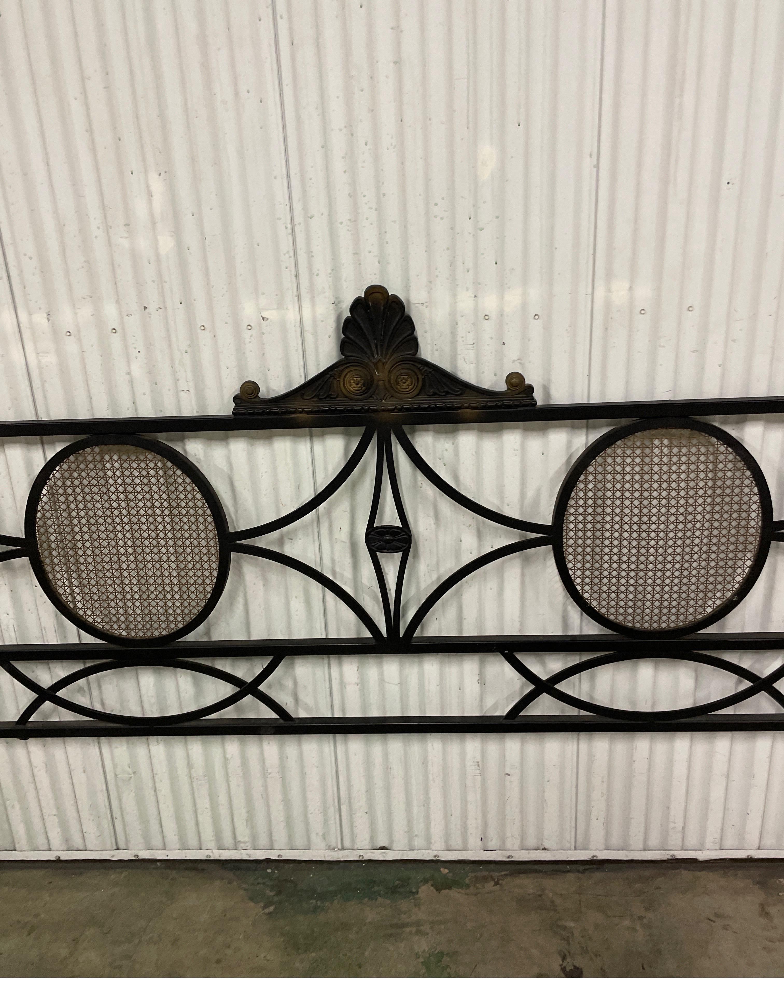 Vintage Neoclassical King Size Wrought Iron Headboard For Sale 3