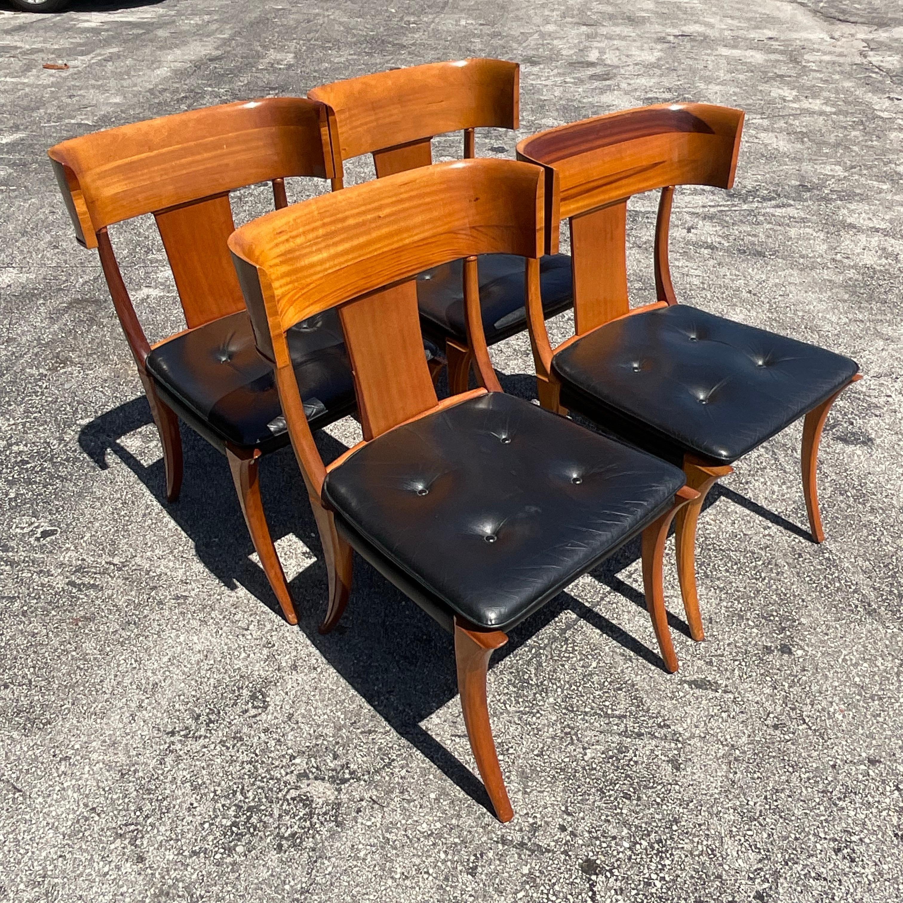 Vintage Neoclassical Klismos Dining Chairs After Kipp Stuart - Set of 4 For Sale 4