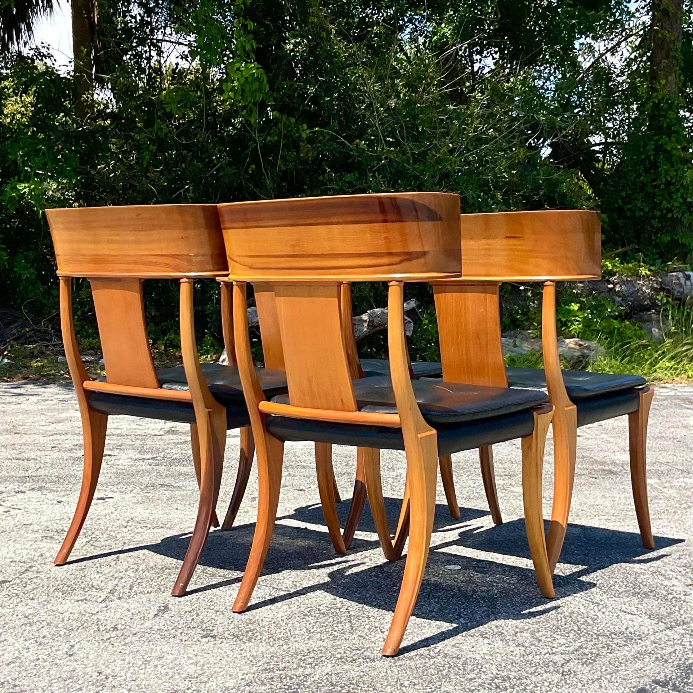 Vintage Neoclassical Klismos Dining Chairs After Kipp Stuart - Set of 4 For Sale 5