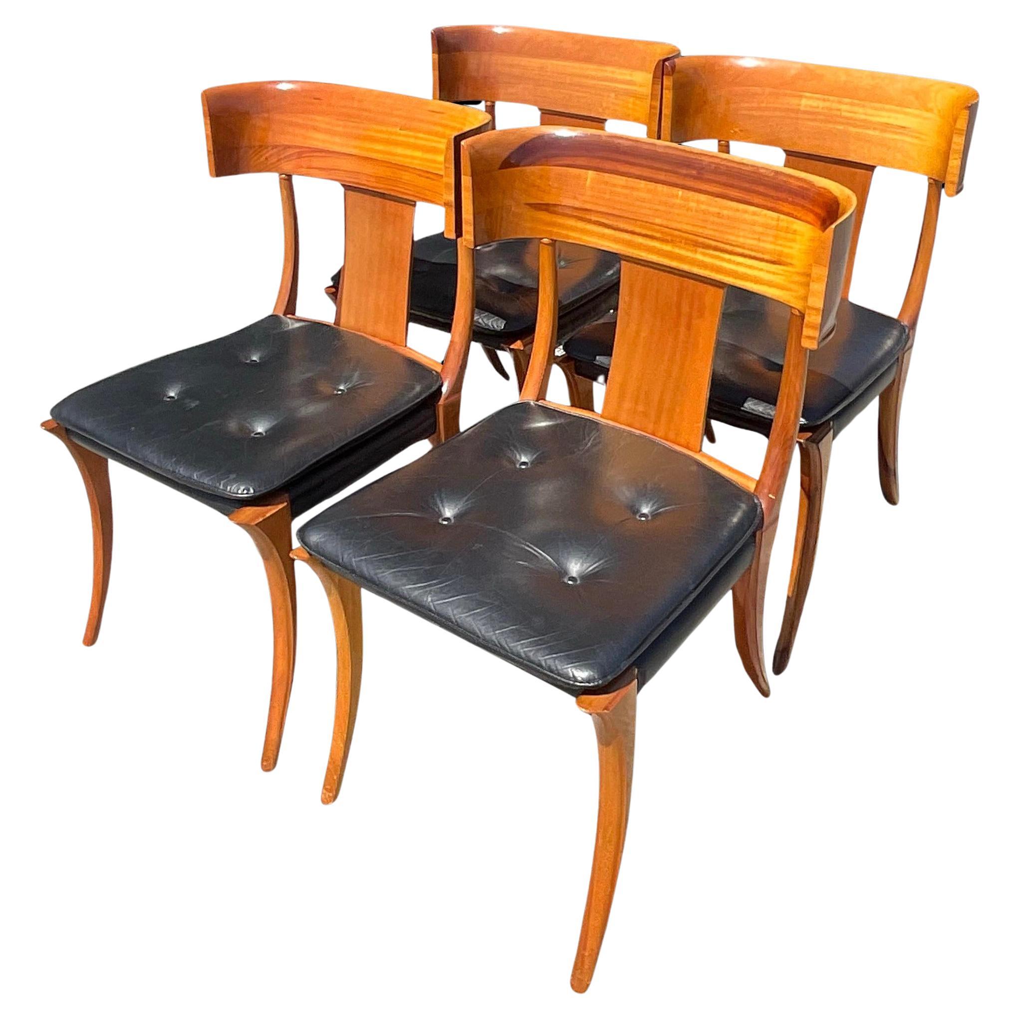 Vintage Neoclassical Klismos Dining Chairs After Kipp Stuart - Set of 4