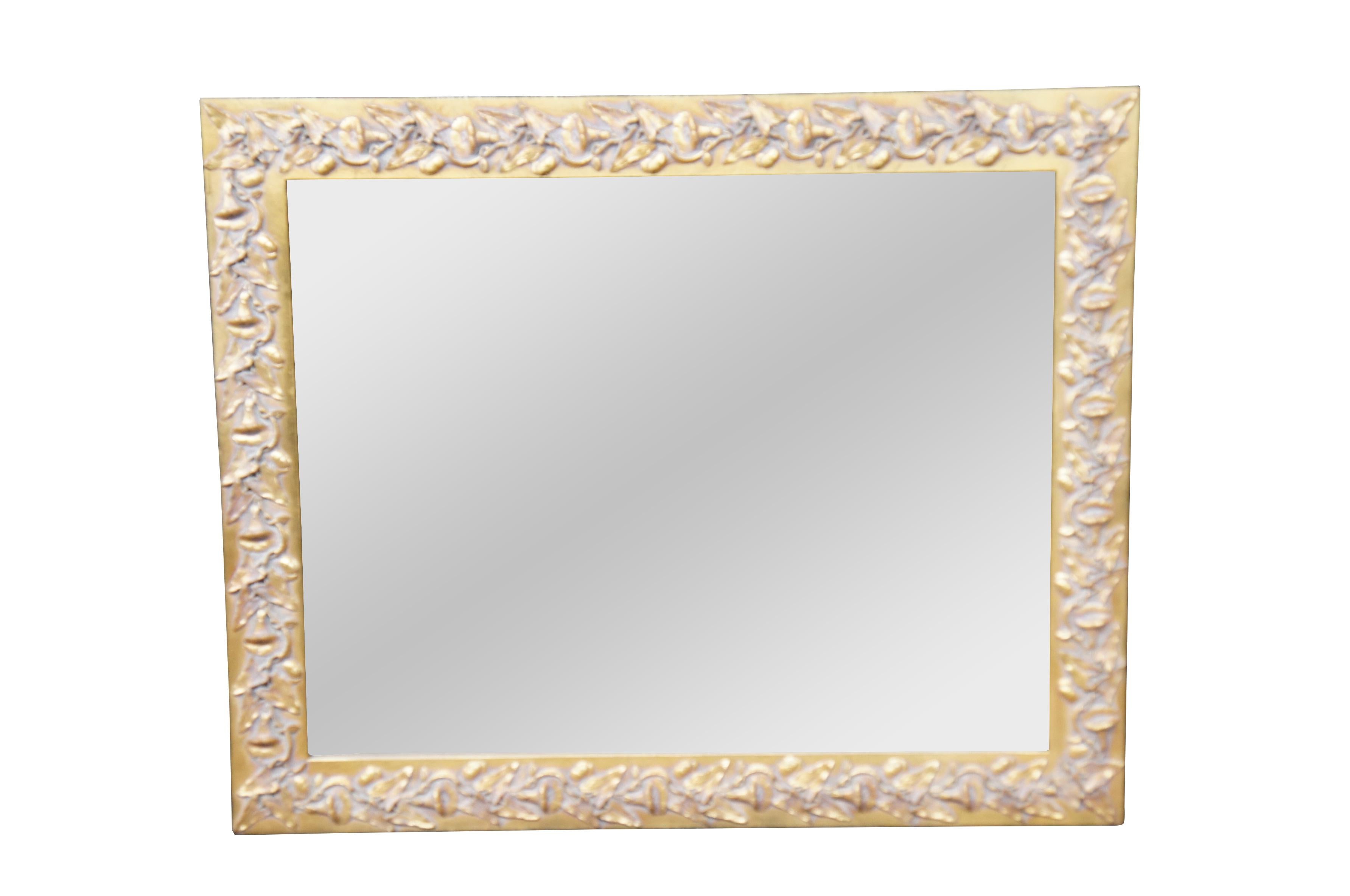 Vintage Neoclassical Low Relief Gold Toned Rectangular Mirror Beveled Glass 33