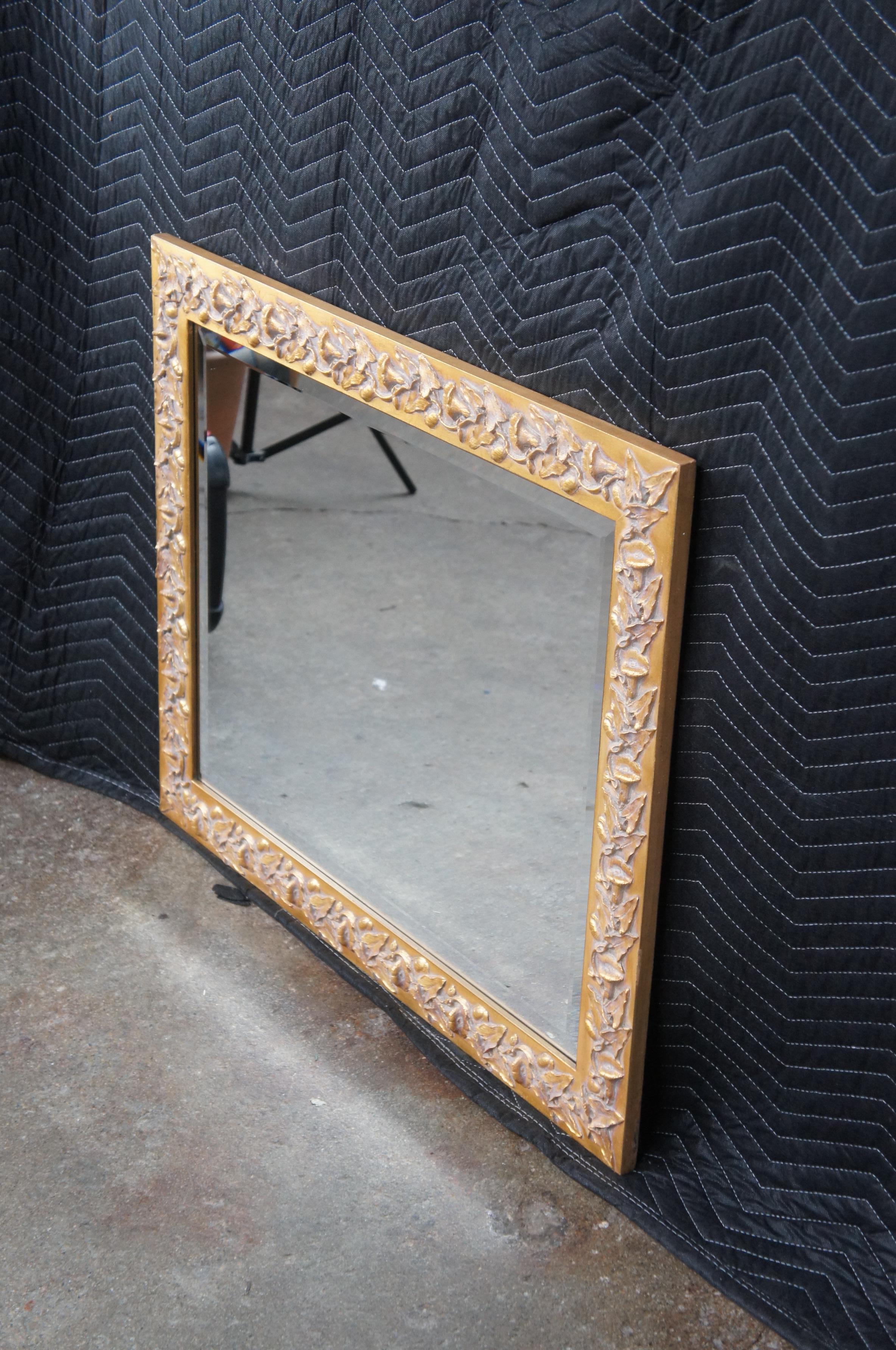 Vintage Neoclassical Low Relief Gold Toned Rectangular Mirror Beveled Glass 33