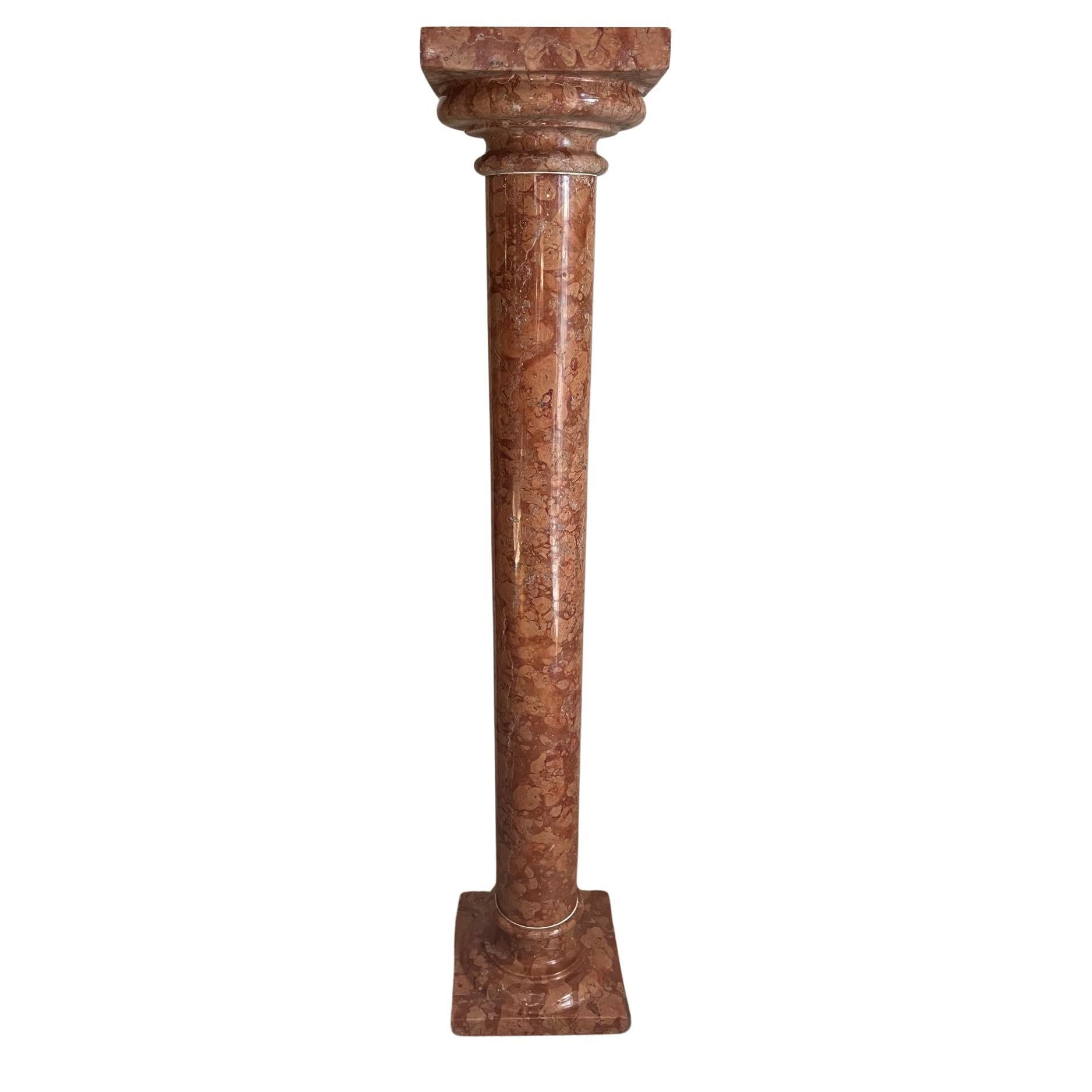 Vintage Italian Neoclassical Pink Marble Column, circa 1960 at 1stDibs