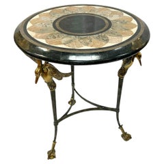 Retro Neoclassical Marble Marquetry Inlay Occasional Table by Maitland-Smith