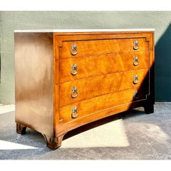 Vintage Neoclassical Marble Topped Concave Chest of Drawers