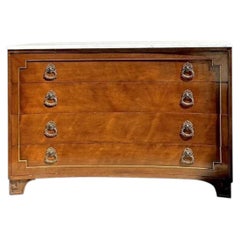 Vintage Neoclassical Marble Topped Concave Chest of Drawers