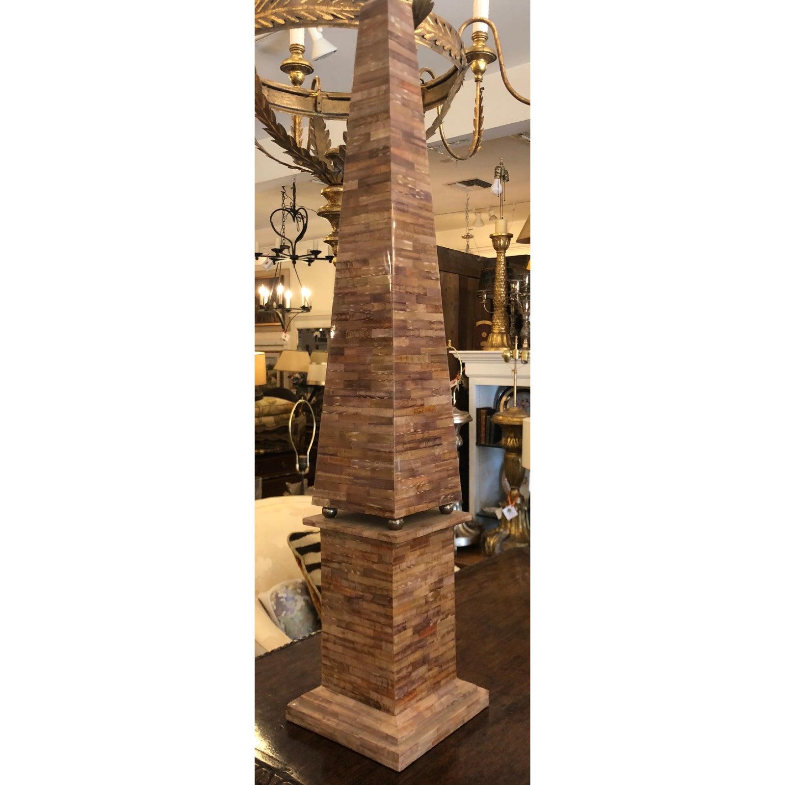 Italian Vintage Neoclassical Marble Veneer Obelisk For Sale