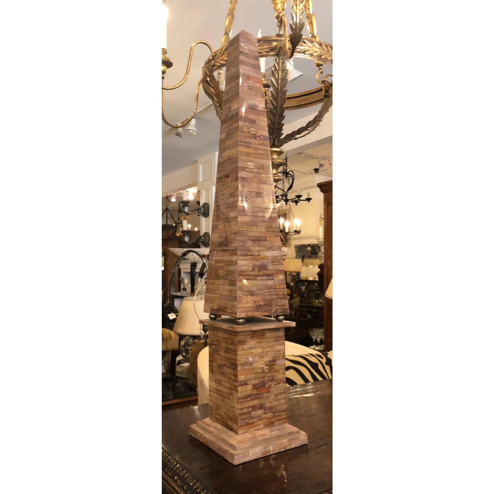 Vintage Neoclassical Marble Veneer Obelisk In Good Condition For Sale In LOS ANGELES, CA