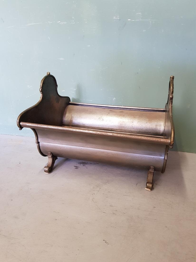 European Vintage Neoclassical Metal Firewood Bin, from the Second Half of 20th Century For Sale
