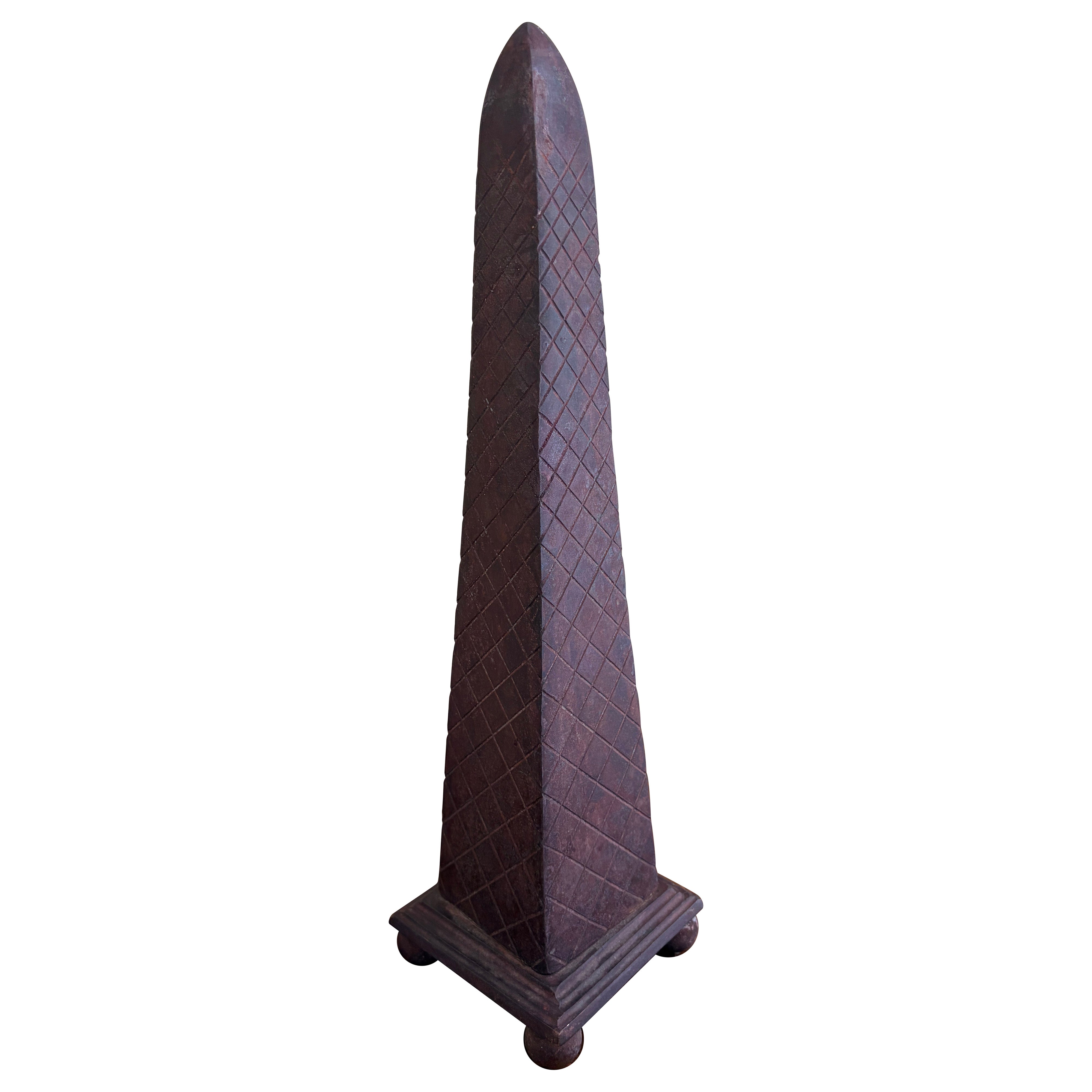 Vintage Neoclassical Metal Garden Obelisk For Sale