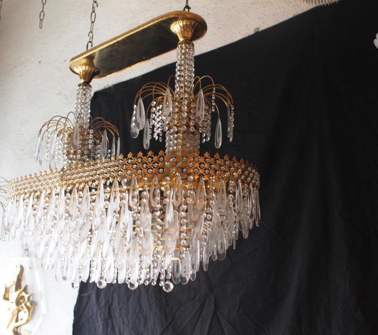 Vintage Neoclassical Murano Glass and Swarovski Crystal Chandelier
