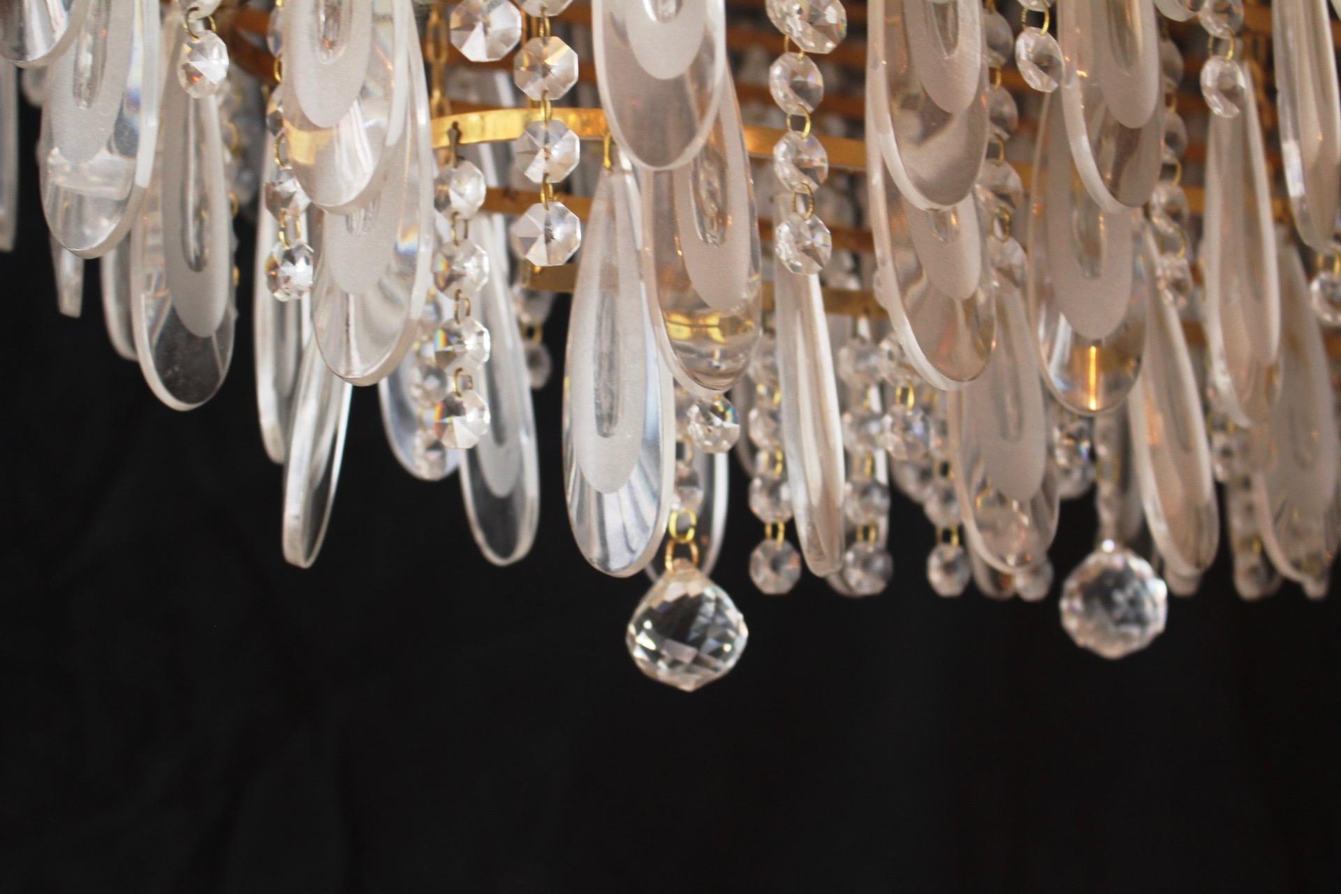 Vintage Neoclassical Murano Glass & Swarovski Crystal Chandelier, 1980s For Sale 4