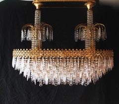 Vintage Neoclassical Murano Glass & Swarovski Crystal Chandelier, 1980s
