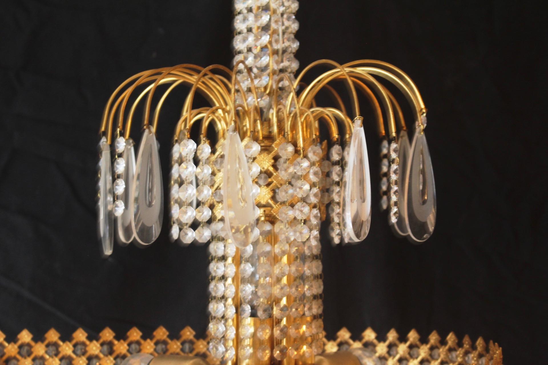 Late 20th Century Vintage Neoclassical Murano Glass & Swarovski Crystal Chandelier, 1980s For Sale