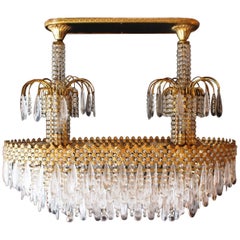 Vintage Neoclassical Murano Glass & Swarovski Crystal Chandelier, 1980s