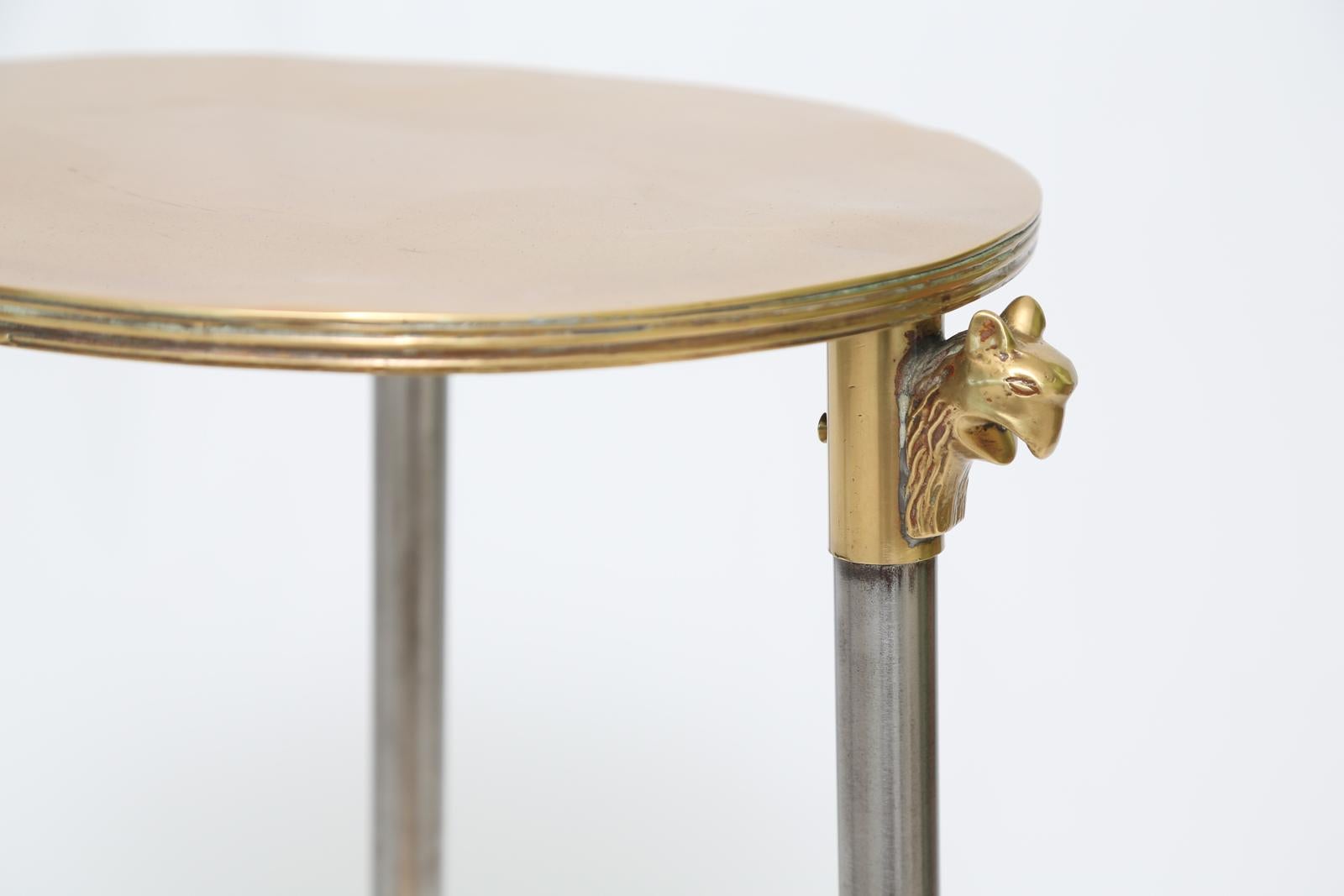 Vintage Neoclassical Occasional Table of Brass and Polished Steel For Sale 2