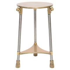 Retro Neoclassical Occasional Table of Brass and Polished Steel