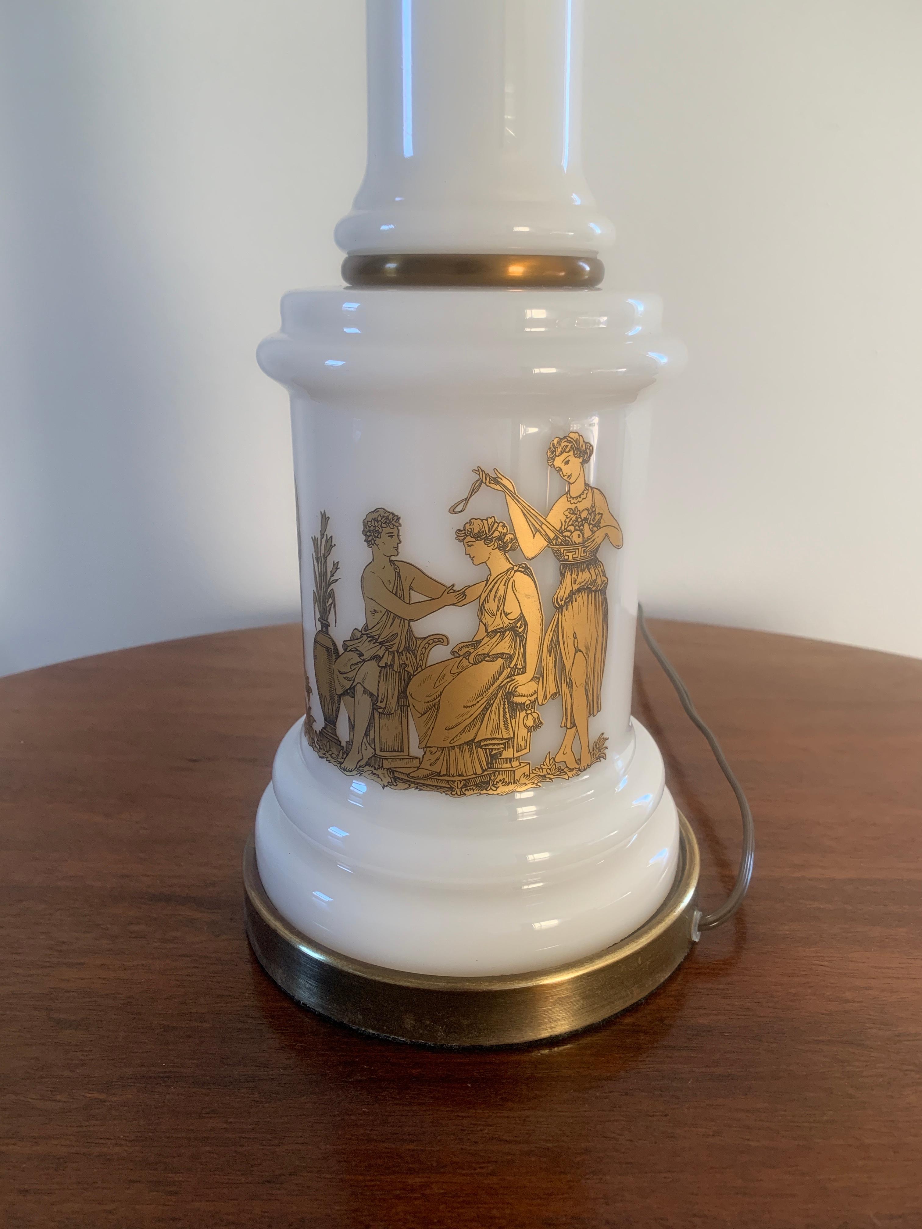 American Vintage Neoclassical Opaline Table Lamp For Sale