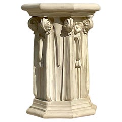 Vintage Neoclassical Ornate Plaster Pedestal