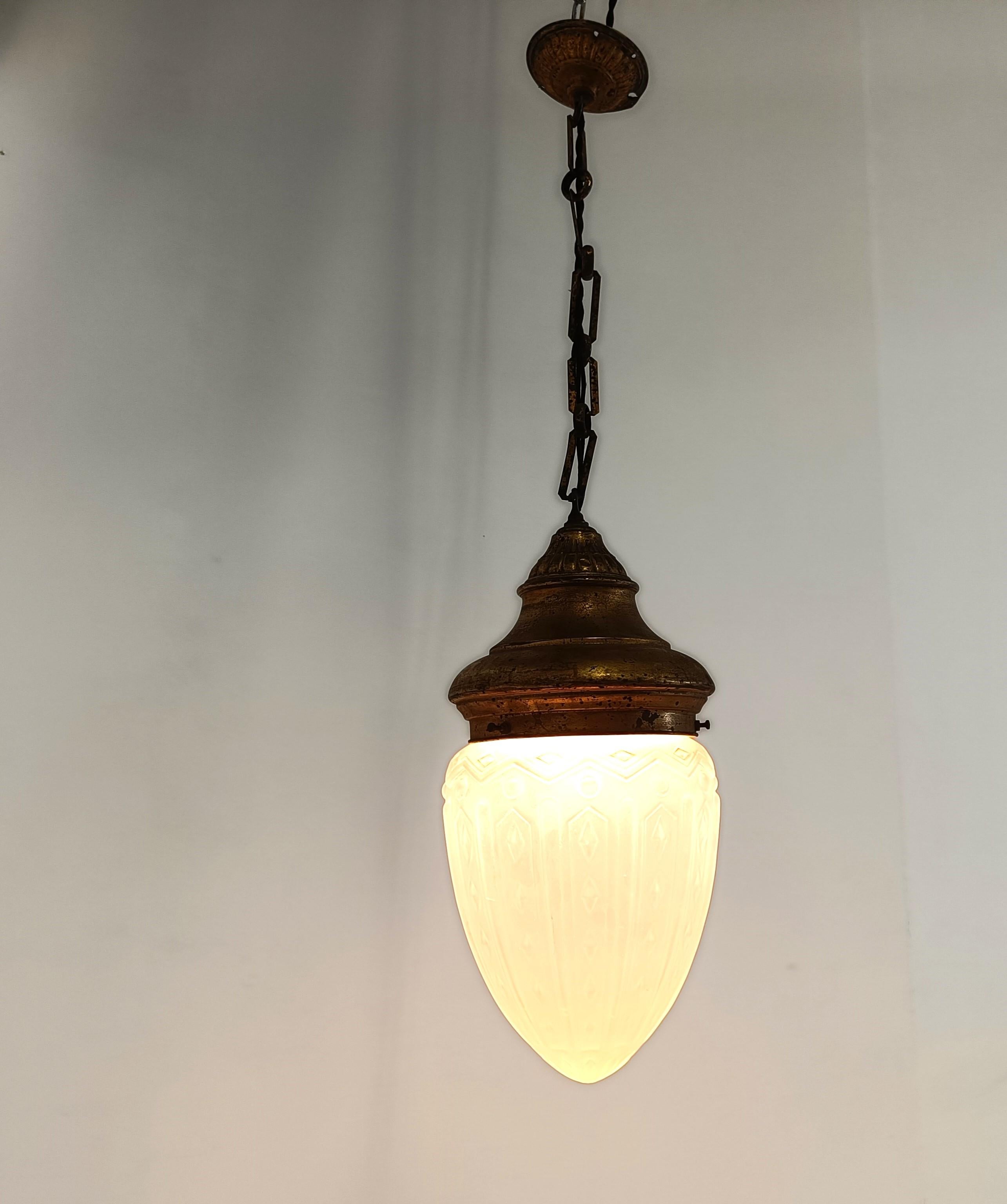 Metal Vintage neoclassical pendant light, 1950s For Sale