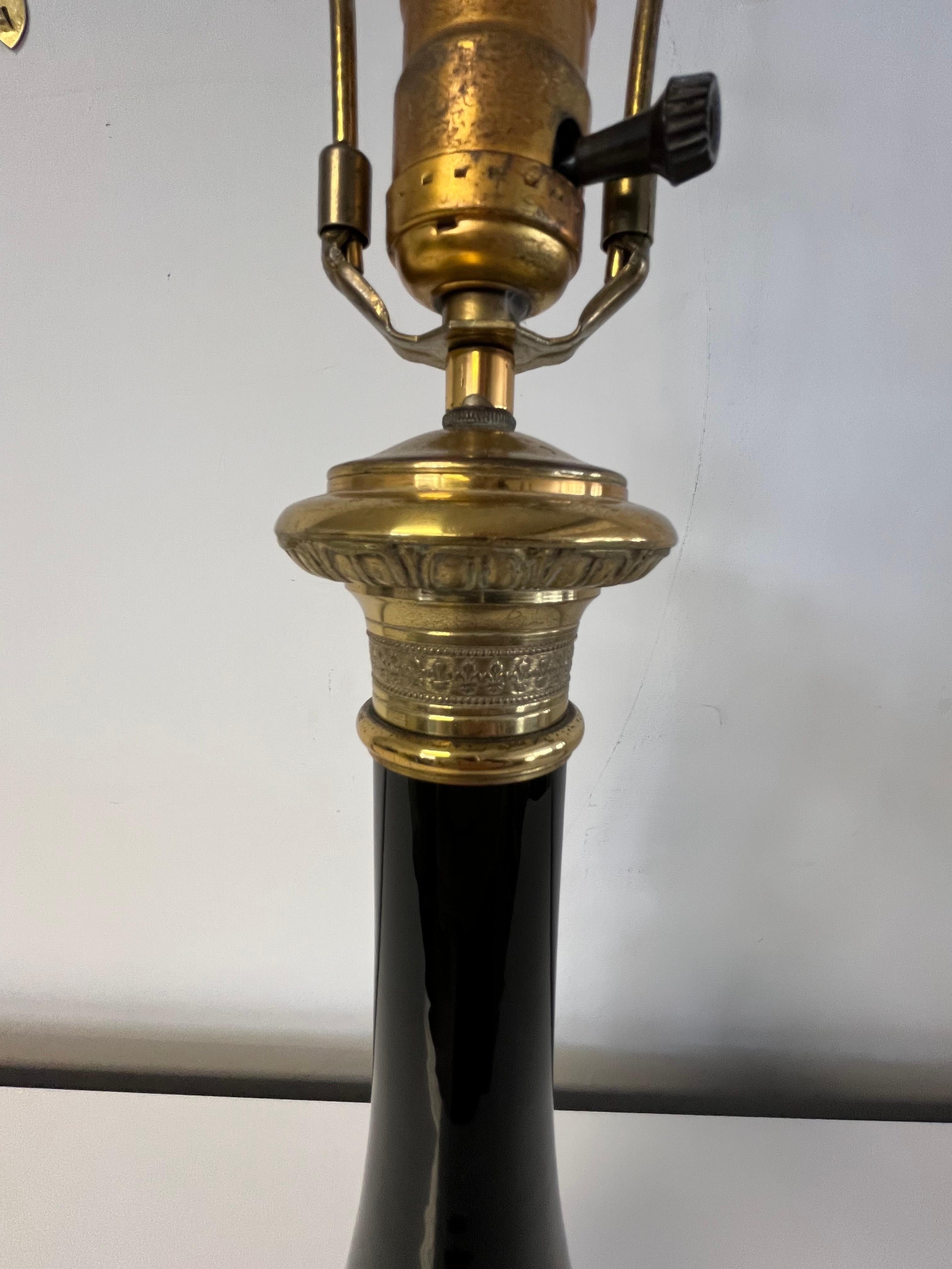 Brass Vintage Neoclassical Porcelain Lamp For Sale