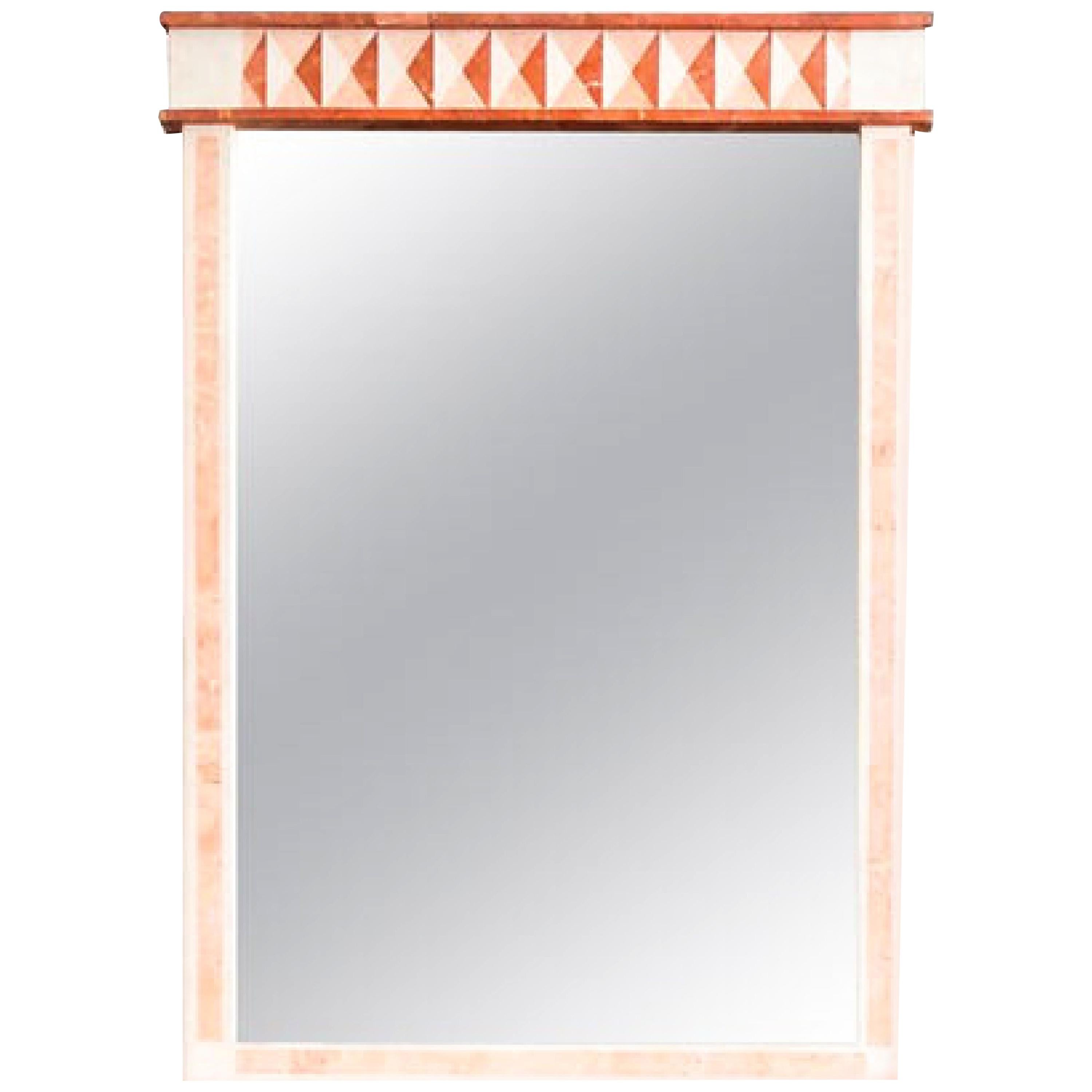 Vintage Neoclassical Postmodern Maitland-Smith Marble Wall Mirror, Tessellated
