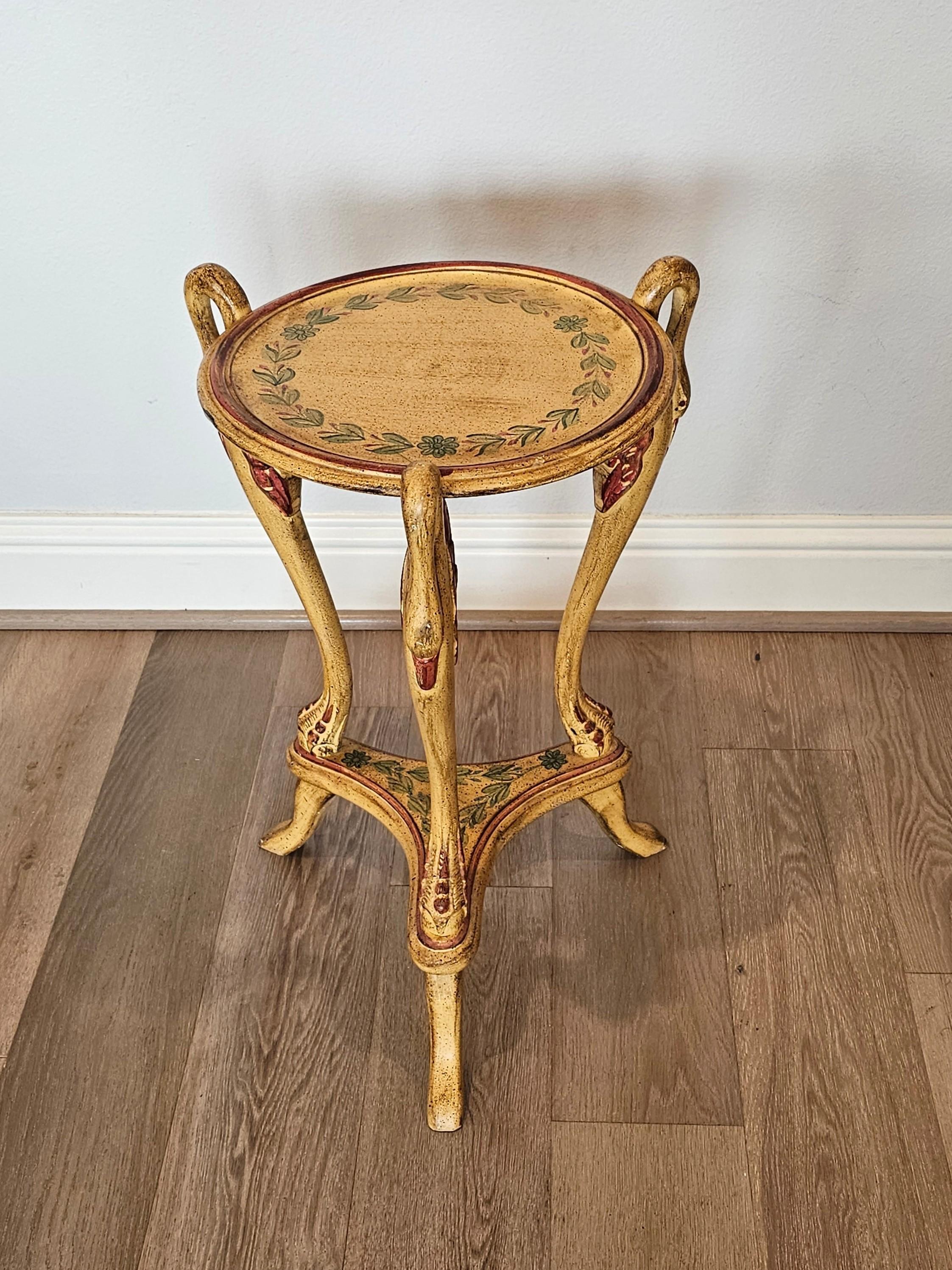 Vintage Neoclassical Revival Painted Swan Guéridon Table For Sale 11