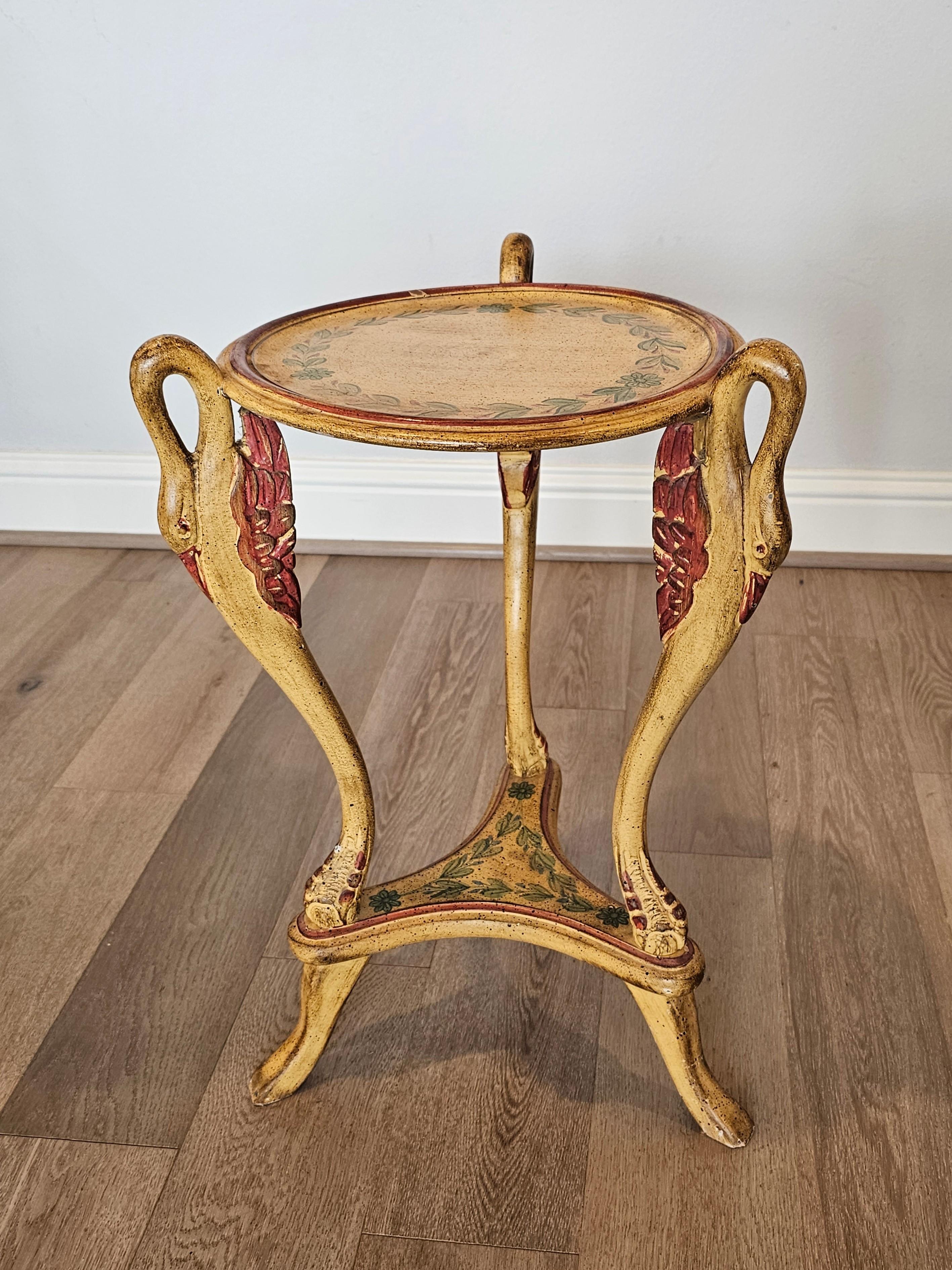 20th Century Vintage Neoclassical Revival Painted Swan Guéridon Table For Sale