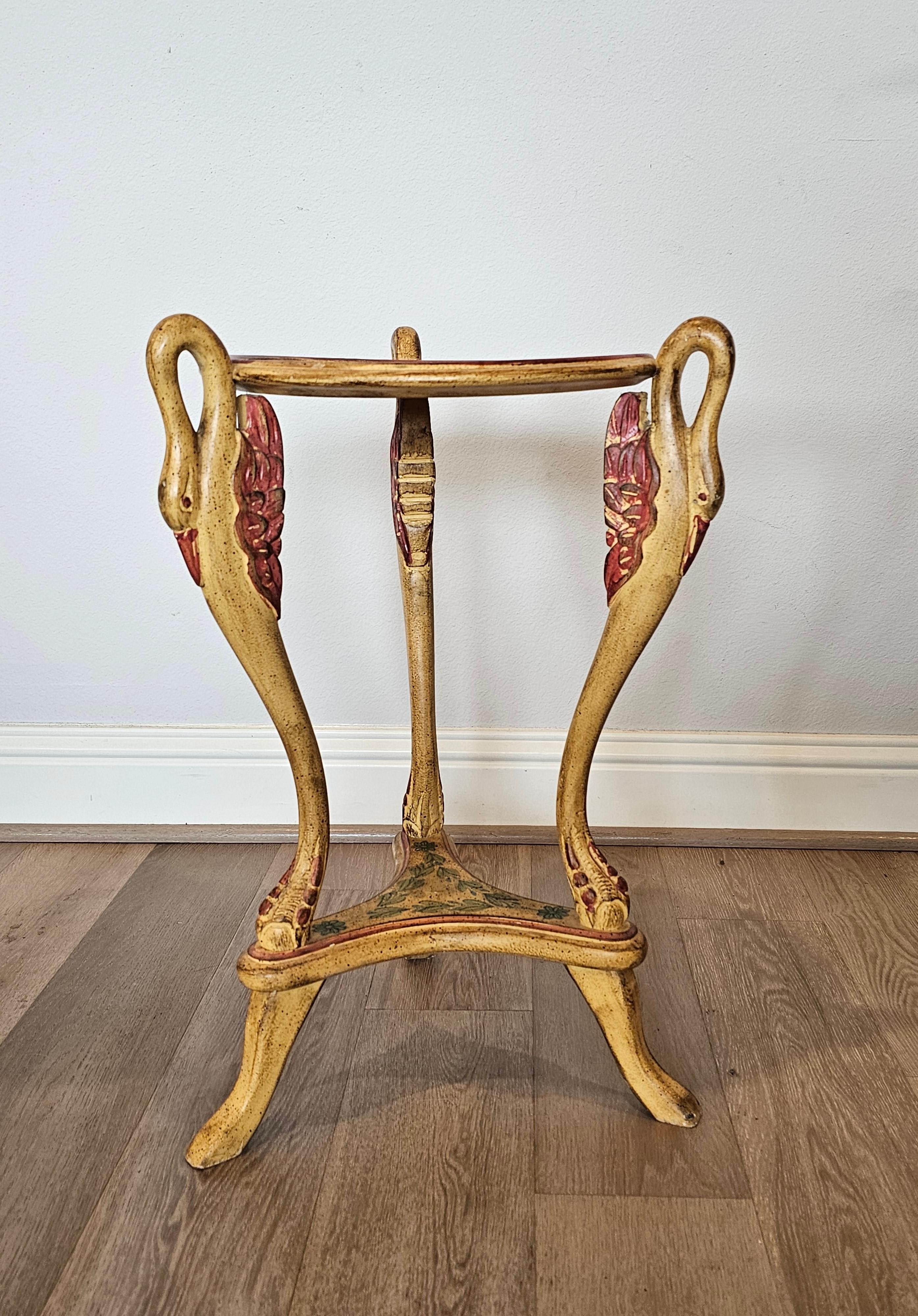 Vintage Neoclassical Revival Painted Swan Guéridon Table For Sale 2
