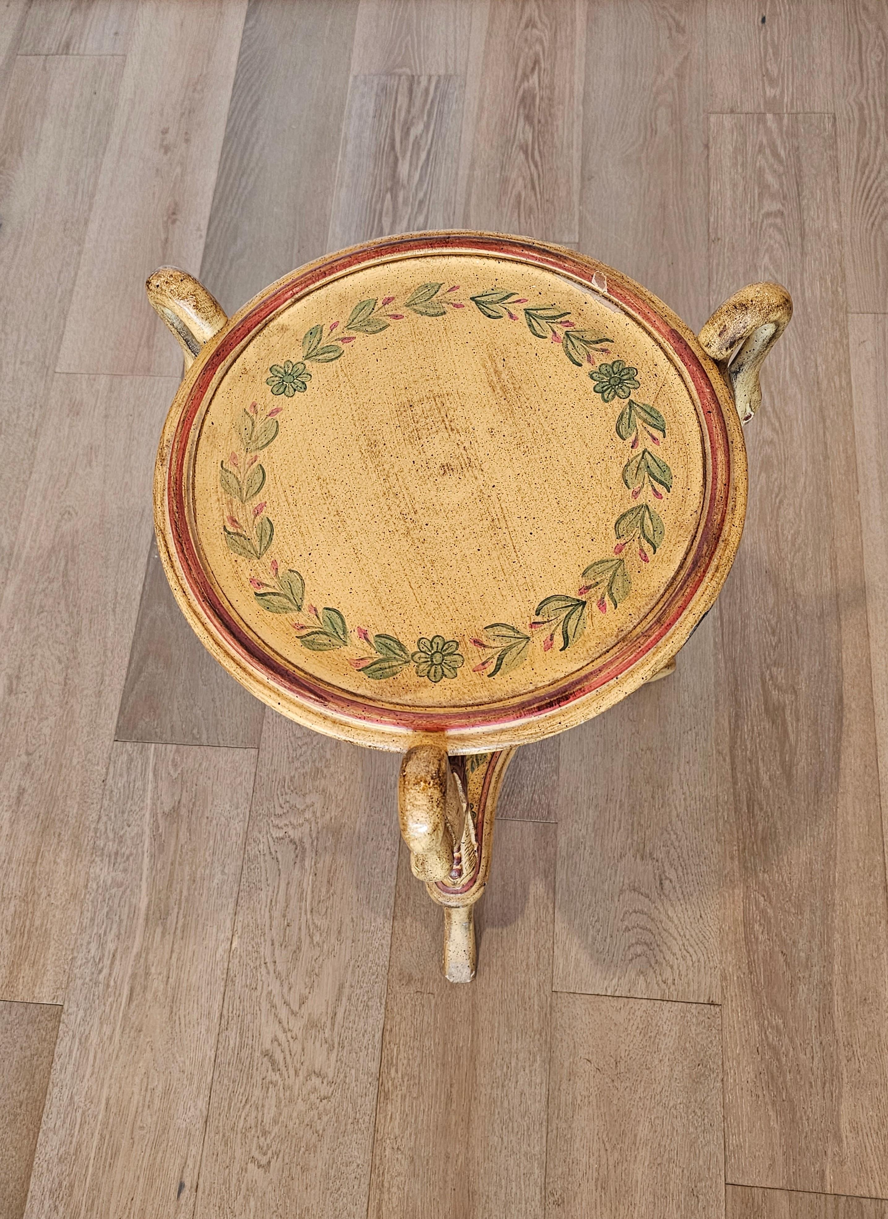 Vintage Neoclassical Revival Painted Swan Guéridon Table For Sale 4