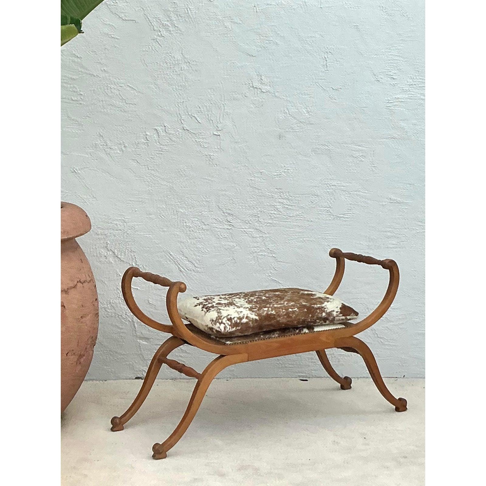 American Vintage Neoclassical Scroll Bench For Sale