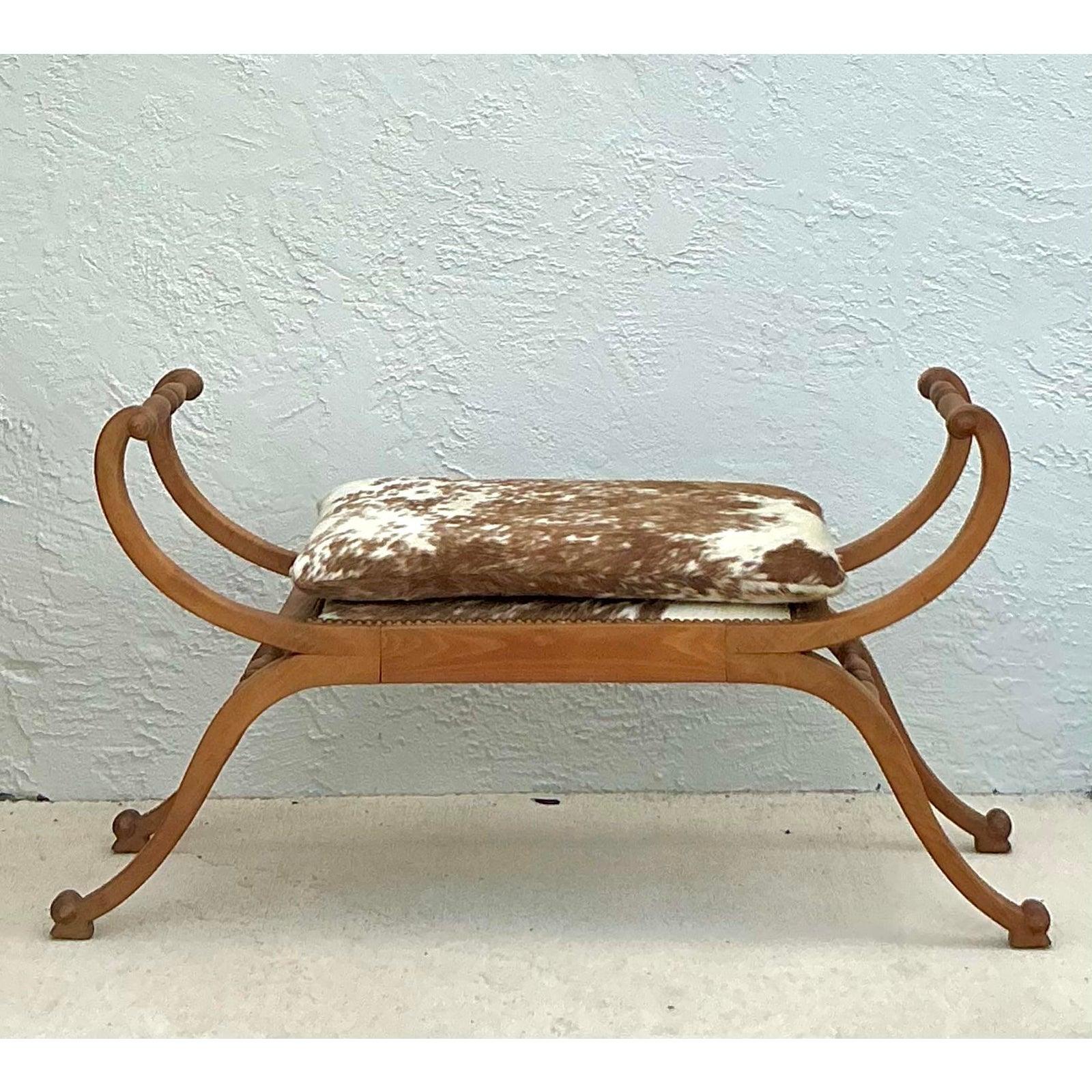 20th Century Vintage Neoclassical Scroll Bench For Sale