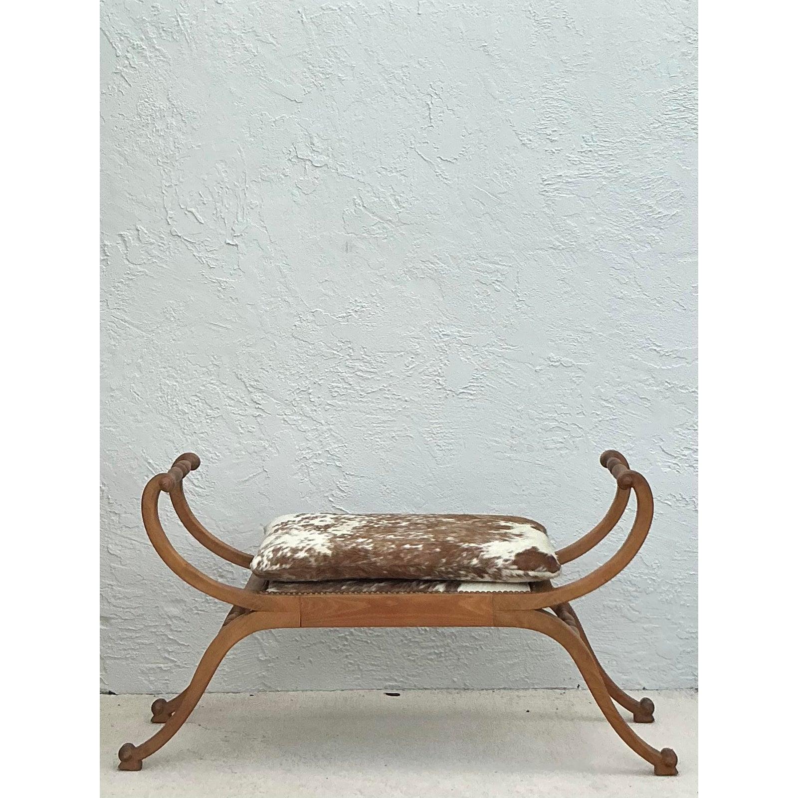 Vintage Neoclassical Scroll Bench For Sale 1