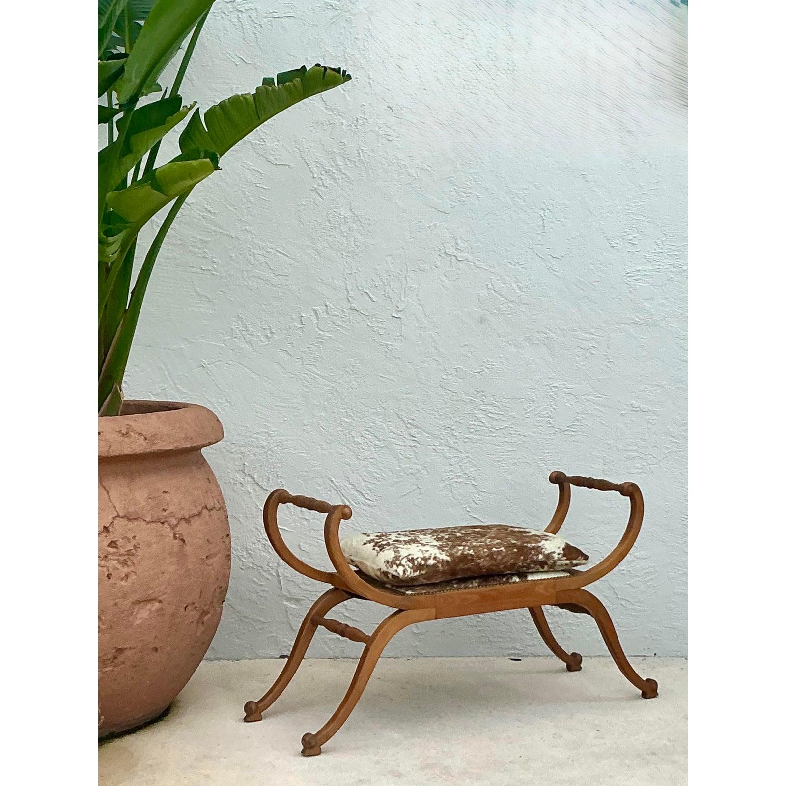 Vintage Neoclassical Scroll Bench For Sale 2